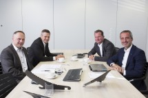 Udo Jäkel, Frank Jäkel, Andreas Beil (thyssenkrupp Stahlkontor) und Christian Sohrab (thyssenkrupp Business Unit Industry) (v. l. n. r.)