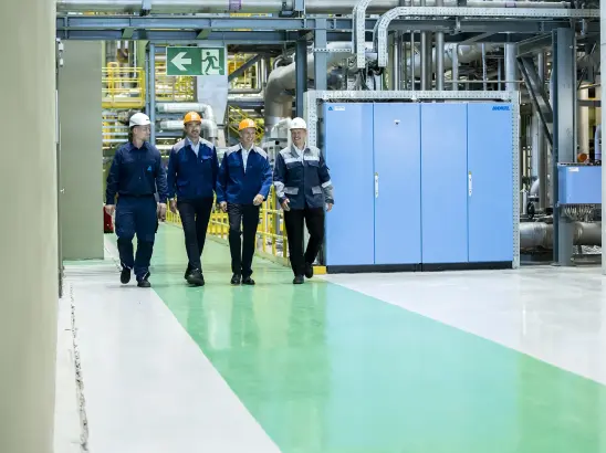 Turning steel into smart systems (from left): Adrian Martin from Andritz, Stahlo CEO Oliver Sonst, Dr. Dirk Pieler from Rittal and Axel Pohl from thyssenkrupp Steel. Turning steel into smart systems (from left): Adrian Martin from Andritz, Stahlo CEO Oliver Sonst, Dr. Dirk Pieler from Rittal and Axel Pohl from thyssenkrupp Steel.