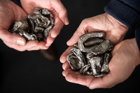 Sample of the valuable recycled raw material for usage in the blast furnace. 