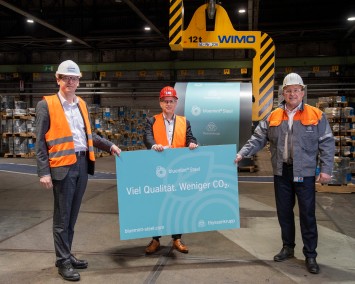 Handover of the first CO2-reduced electrical steel from thyssenkrupp Electrical Steel to transformer specialist SGB-SMIT for new digital stations from E.ON