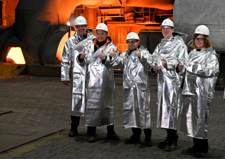 Heiko Reese, IG Metall, Head of Sector Policy and Industry, Tekin Nasikkol, Chairman of the General Works Council thyssenkrupp Steel, Stéphane Séjourné, Executive Vice President for Prosperity and Industrial Strategy, Dennis Grimm, Spokesman of the Executive Board of thyssenkrupp Steel and Ilse Henne, Chairwoman of the Supervisory Board thyssenkrupp Steel Europe AG  Heiko Reese, IG Metall, Head of Sector Policy and Industry, Tekin Nasikkol, Chairman of the General Works Council thyssenkrupp Steel, Stéphane Séjourné, Executive Vice President for Prosperity and Industrial Strategy, Dennis Grimm, Spokesman of the Executive Board of thyssenkrupp Steel and Ilse Henne, Chairwoman of the Supervisory Board thyssenkrupp Steel Europe AG