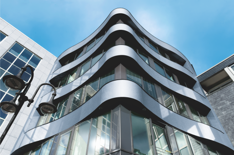 pladur® Relief Icecrystal by thyssenkrupp Steel was used for the Energy Plus office building, Bottrop/Germany. pladur® Relief Icecrystal by thyssenkrupp Steel was used for the Energy Plus office building, Bottrop/Germany.