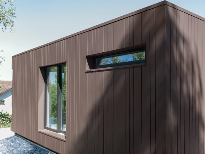 pladur® Wrinkle von thyssenkrupp Steel wurde für ein privates Wohnhaus, Frauenfeld/Schweiz, verwendet. 