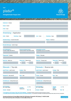 Inquiry form pladur® Inquiry form pladur®