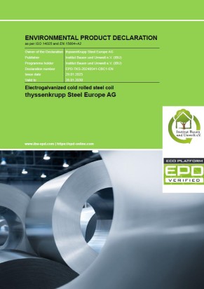 Umwelt-Produktdeklaration (EPD): Elektrolytisch verzinkter kaltgewalzter Stahl (Coil) Umwelt-Produktdeklaration (EPD): Elektrolytisch verzinkter kaltgewalzter Stahl (Coil)