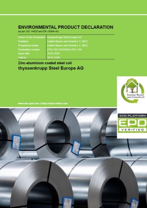 Environmental product declaration (EPD): Zinc-aluminum coated steel coil