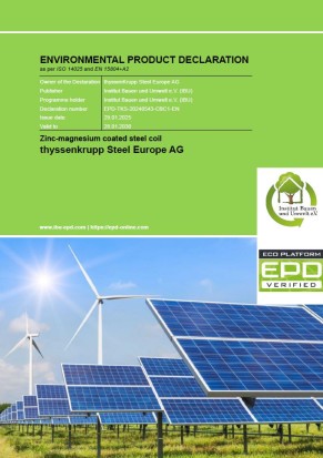 Umwelt-Produktdeklaration (EPD): Zink-Magnesium-beschichtete Stähle (Coil) Umwelt-Produktdeklaration (EPD): Zink-Magnesium-beschichtete Stähle (Coil)