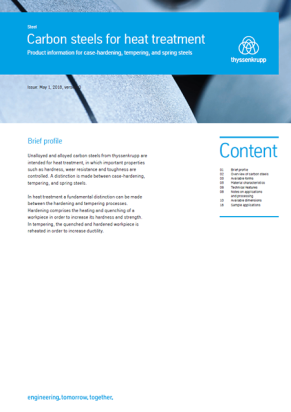 Carbon steels for heat treatment - Product information Carbon steels for heat treatment - Product information