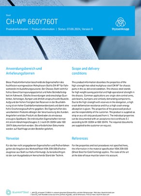CH-W® 660Y760T | Produktinformation für warmgewalzten Chassis-Stahl CH-W® 660Y760T | Produktinformation für warmgewalzten Chassis-Stahl