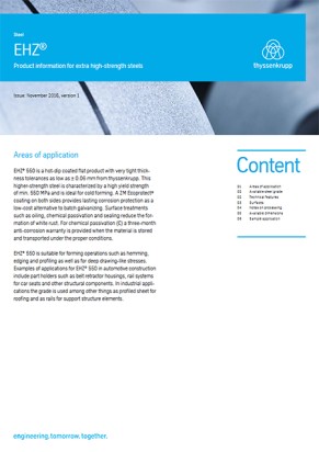 Product information: EHZ® 550 – extra high-strength steel Product information: EHZ® 550 – extra high-strength steel