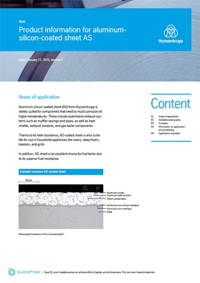 Product information for Aluminum-silicon-coated sheet AS Product information for Aluminum-silicon-coated sheet AS