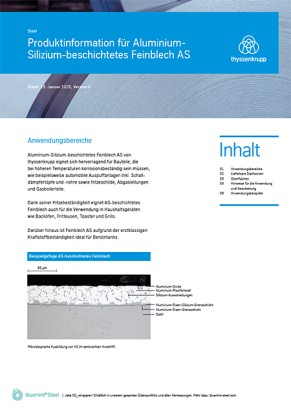 Produktinformation für Aluminium-Silizium-beschichtetes Feinblech AS