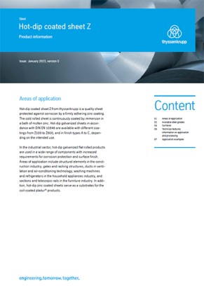 Product information hot-dip coated sheet Z Product information hot-dip coated sheet Z