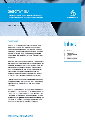 Produktinformation: perform® HD – hochduktiler mikrolegierter Feinkornbaustahl mit erhöhtem Umformpotenzial