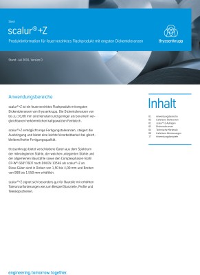 scalur®+Z - Produktinformation für feuerverzinktes Flachprodukt mit engsten Dickentoleranzen