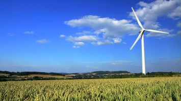 Wind turbine on field Wind turbine on field