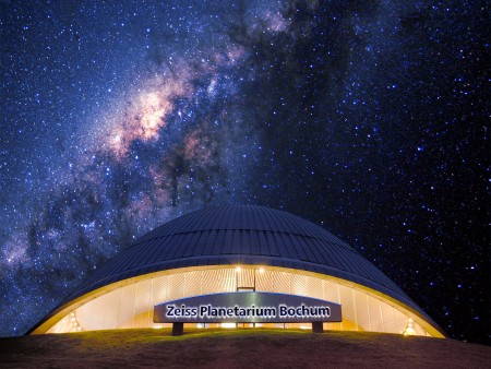 The Zeiss Planetarium Bochum with a view of the Milky Way – a place for science, education, and cultural diversity.